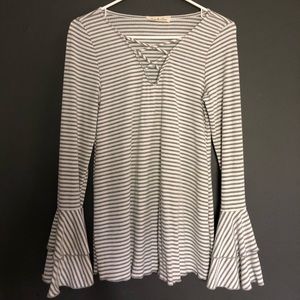 Bell Sleeved Striped Top